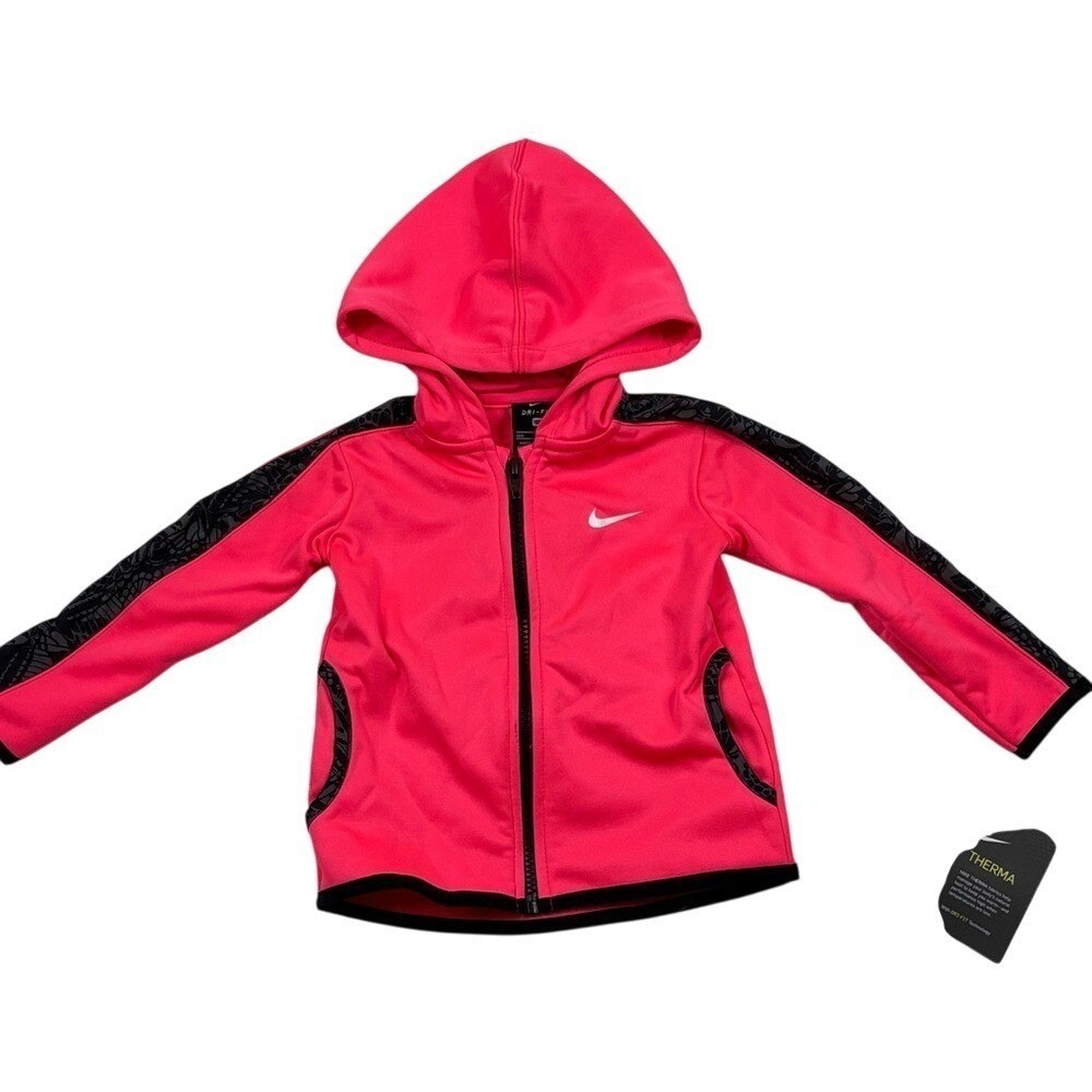Nike Therma Dri-FIT Pink Full Zip Hoodie Toddler Girls 18M F249-023